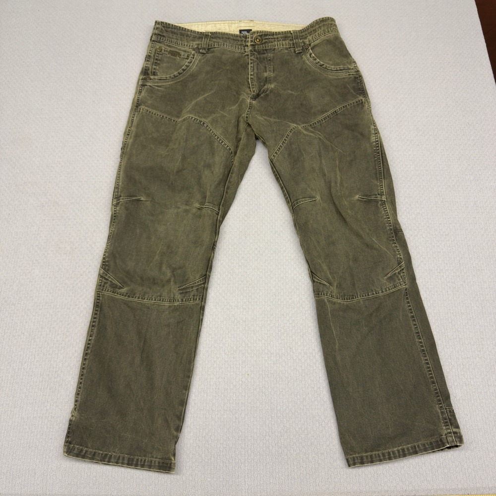 Kuhl The Law Canvas Pants Mens 36x30 Olive Green Vintage Patina Dye Heavyweight